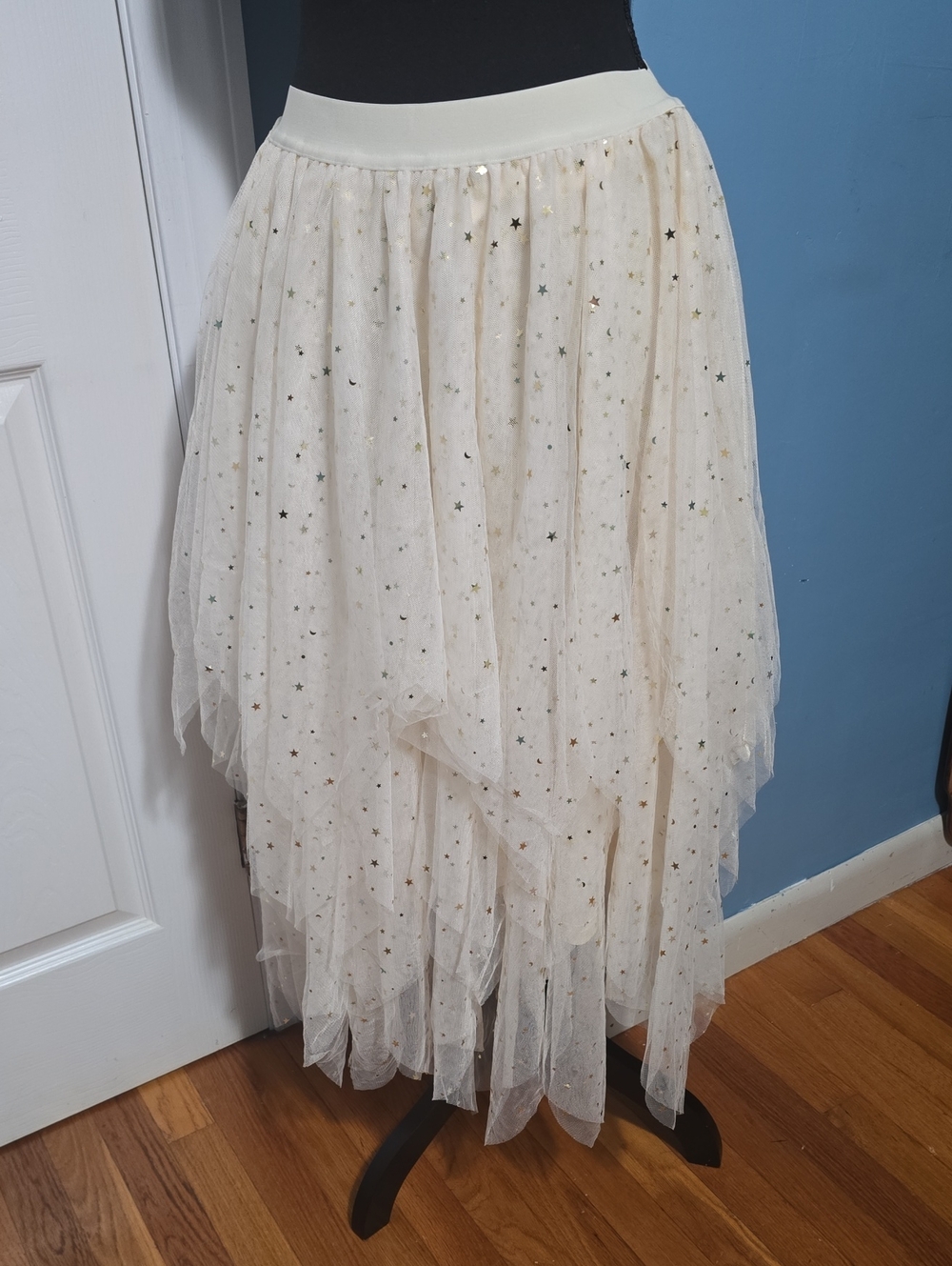 Tiered Ivory Tulle Skirt with Star Accents